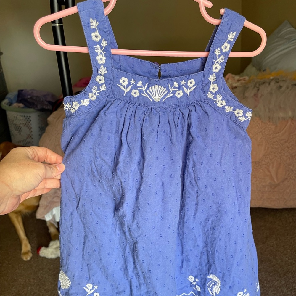 Mini Boden Purple Dress with White Embroidery